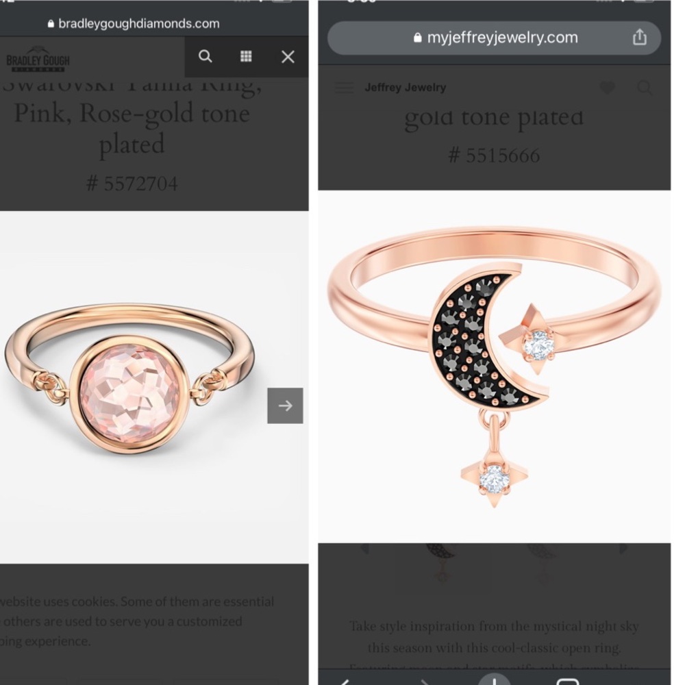 Swarovski rings rose gold price is for one